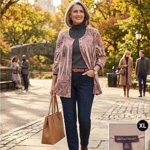 Suzie Couture Earth-Toned Button-Up Cardigan 1X